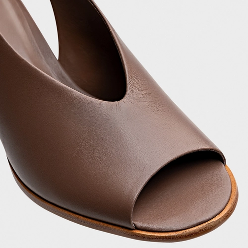 Sandália Boot Essential Salto Bloco Couro Marrom Mocha