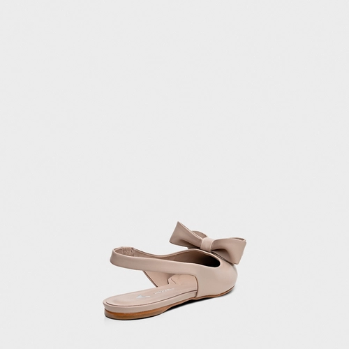 Sapatilha Slingback Romantic Laço Couro Bege Bella