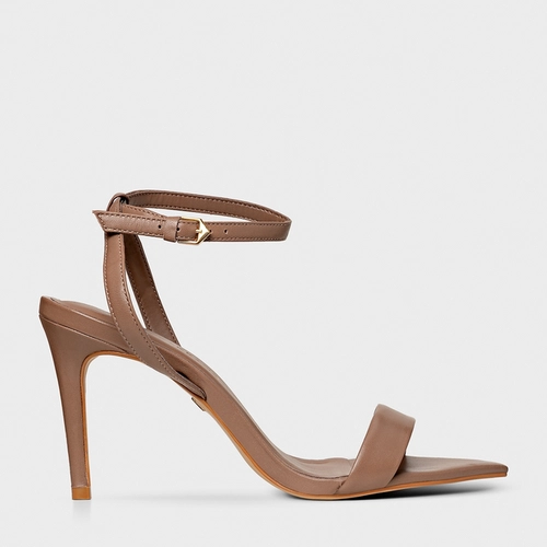 Sandália Timeless Salto Fino Couro Marrom Mocha