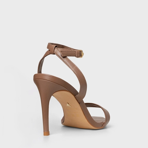 Sandália Timeless Salto Fino Couro Marrom Mocha