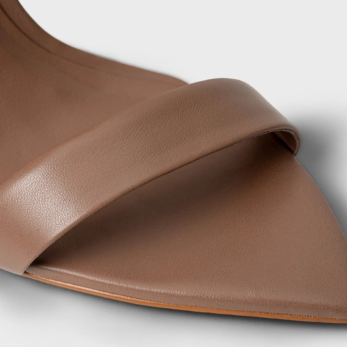 Sandália Timeless Salto Fino Couro Marrom Mocha