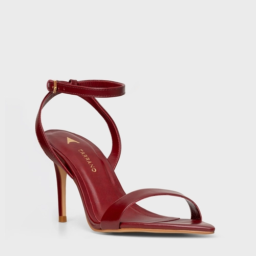 Sandália Timeless Salto Fino Couro Vinho Merlot