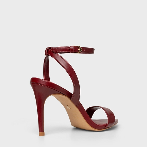 Sandália Timeless Salto Fino Couro Vinho Merlot