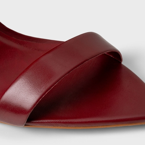 Sandália Timeless Salto Fino Couro Vinho Merlot