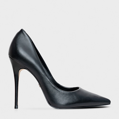 Scarpin Loretta Salto Fino Couro Preto