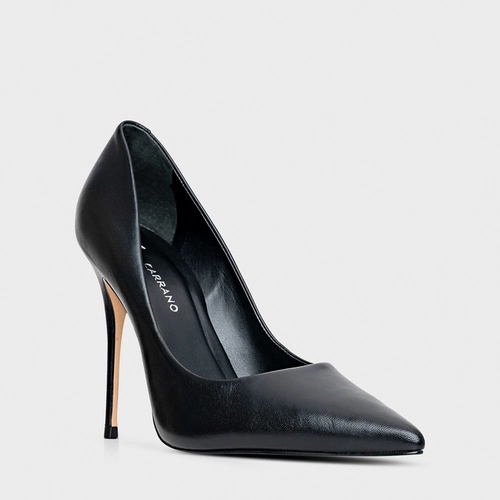 Scarpin Loretta Salto Fino Couro Preto