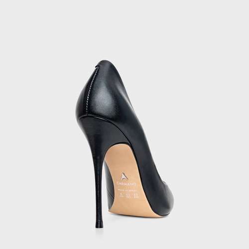 Scarpin Loretta Salto Fino Couro Preto