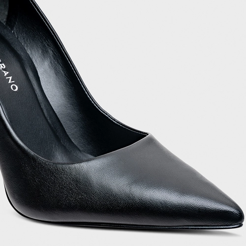 Scarpin Loretta Salto Fino Couro Preto