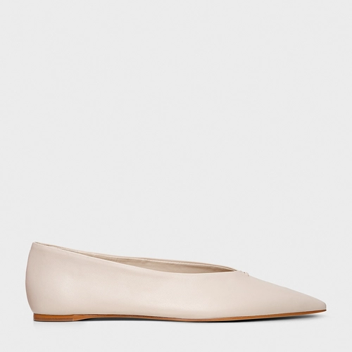 Sapatilha Timeless Bico Fino Couro Off White Cotton