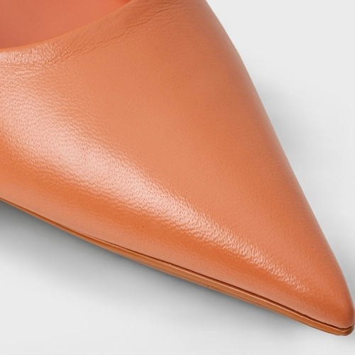 Scarpin Timeless Salto Fino Couro Laranja Sunkissed
