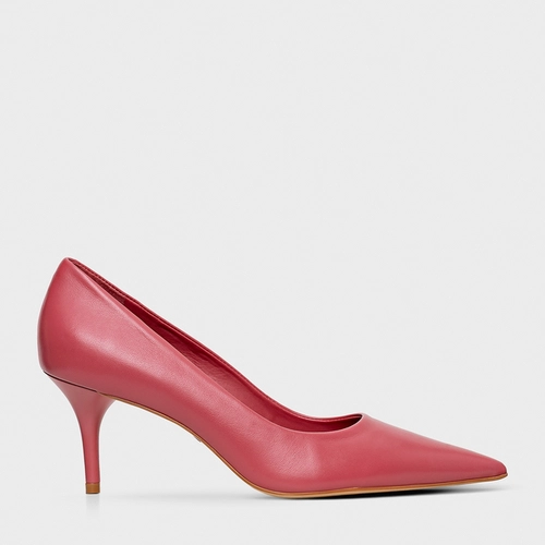 Scarpin Timeless Salto Fino Couro Rosa Berry