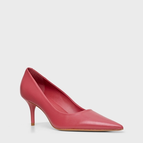 Scarpin Timeless Salto Fino Couro Rosa Berry