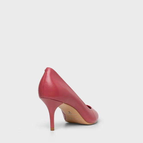 Scarpin Timeless Salto Fino Couro Rosa Berry