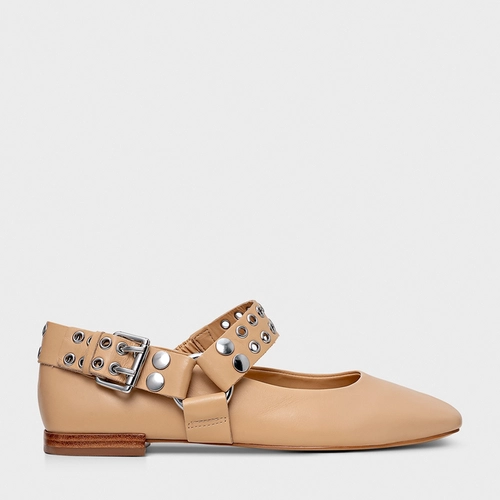 Sapatilha Ilhós Duo Couro Bege Porcini