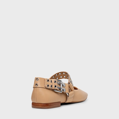 Sapatilha Ilhós Duo Couro Bege Porcini