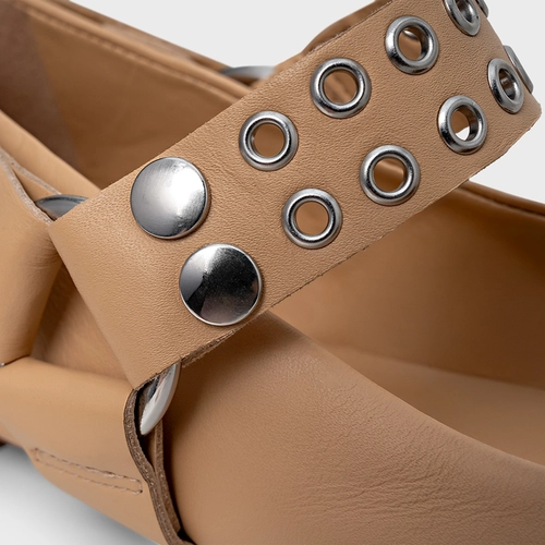 Sapatilha Ilhós Duo Couro Bege Porcini