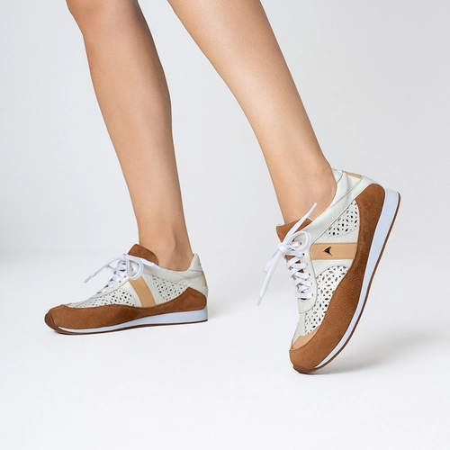 Tênis Breath Vazado Flatform Couro Nobuck Marrom Honey