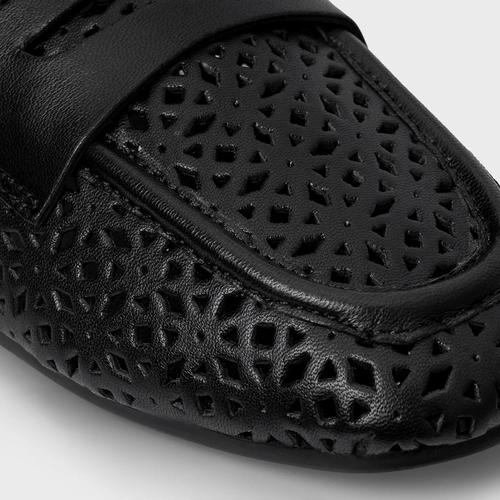 Loafer Breath Vazado Couro Preto