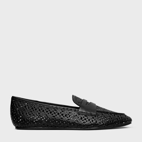 Loafer Breath Vazado Couro Preto