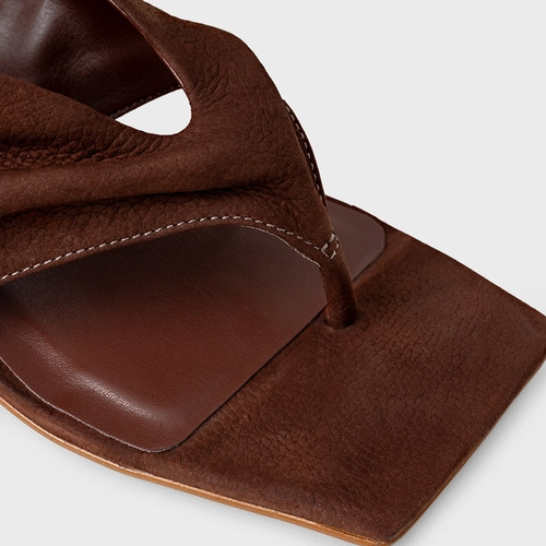 Sandália Thong Ripple Couro Nobuck Marrom Brunette