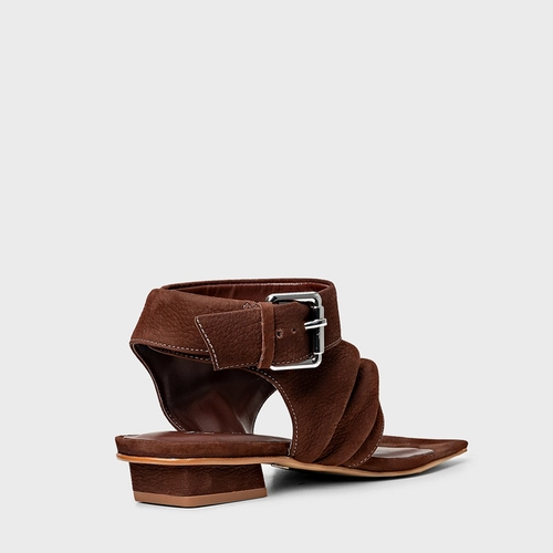 Sandália Thong Ripple Couro Nobuck Marrom Brunette