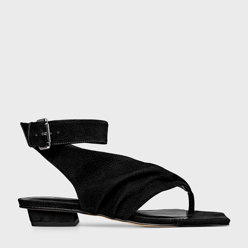 Sandália Thong Ripple Couro Nobuck Preto