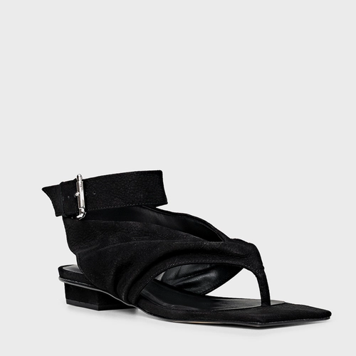 Sandália Thong Ripple Couro Nobuck Preto