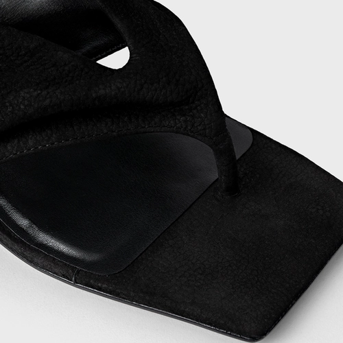 Sandália Thong Ripple Couro Nobuck Preto