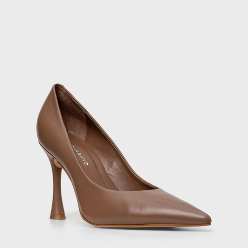 Scarpin Unique Salto Fino Couro Marrom Mocha