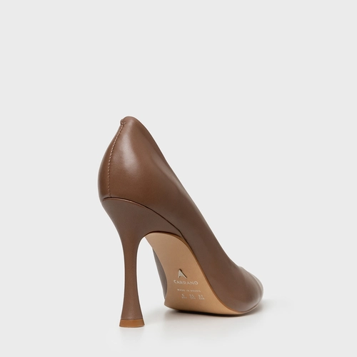 Scarpin Unique Salto Fino Couro Marrom Mocha