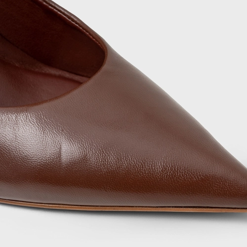 Scarpin Unique Salto Fino Couro Marrom Brunette