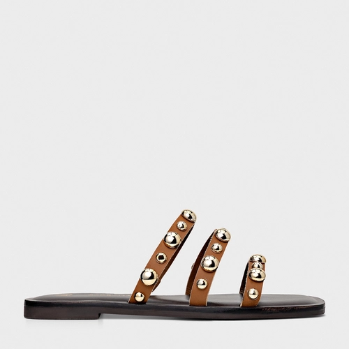 Flat Triple Balls Couro Marrom Saddle