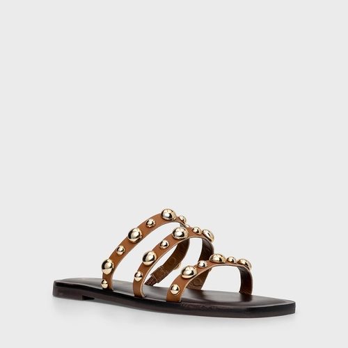 Flat Triple Balls Couro Marrom Saddle