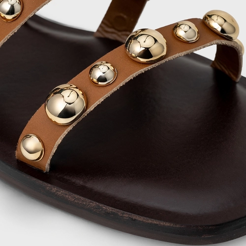 Flat Triple Balls Couro Marrom Saddle