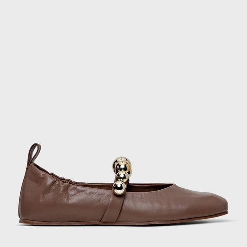 Sapatilha Boneca Balls Couro Marrom Mocha