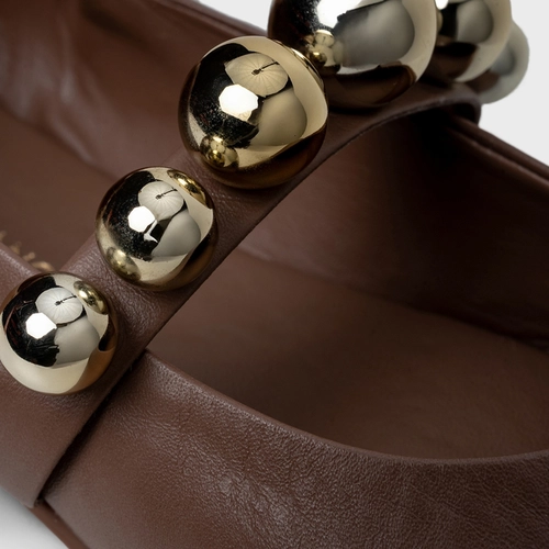 Sapatilha Boneca Balls Couro Marrom Mocha