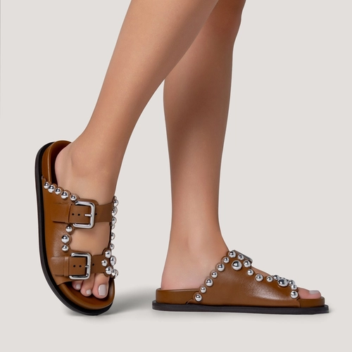 Flat Papete Birken Balls Couro Marrom Saddle