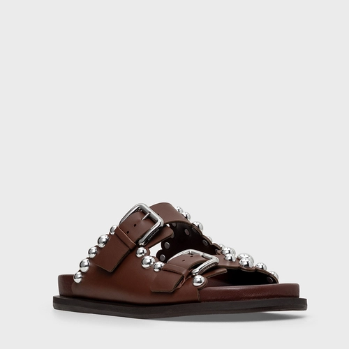 Flat Papete Birken Balls Couro Marrom Brunette