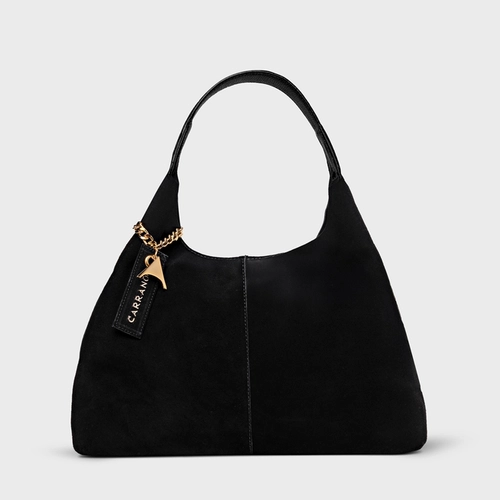 Bolsa Hobo  Kendall Chain Grande Couro Suede Preto