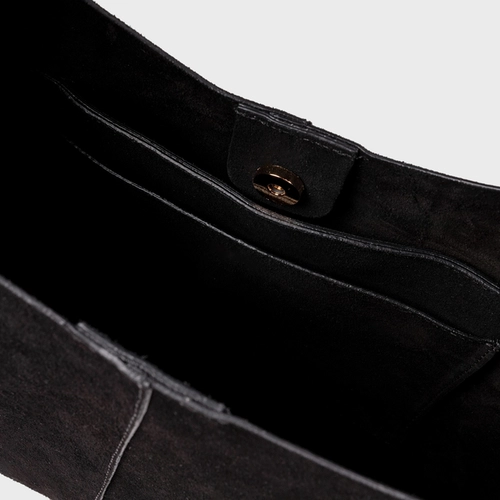 Bolsa Hobo  Kendall Chain Grande Couro Suede Preto