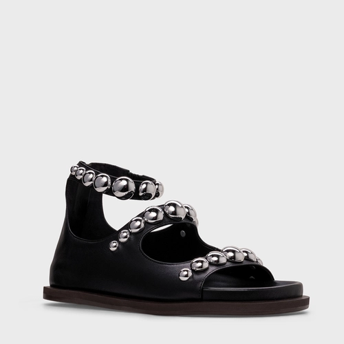 Sandália Papete Balls Couro Preto