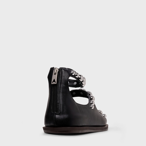 Sandália Papete Balls Couro Preto