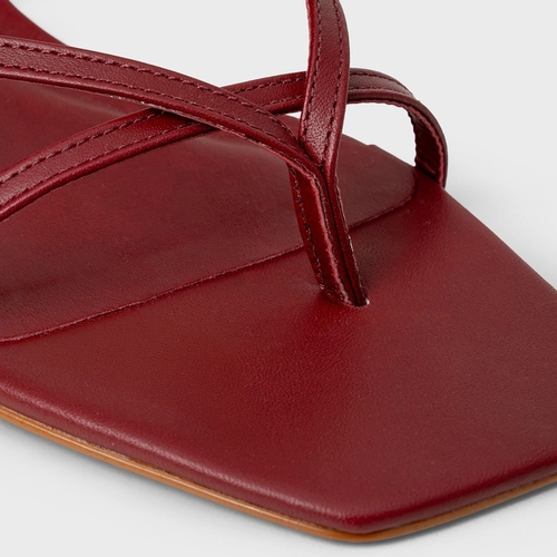 Sandália Flat Slim Couro Vinho Merlot