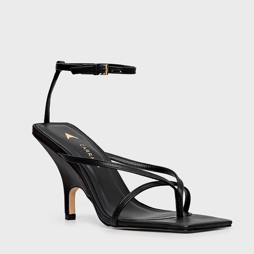 Sandália Slim Salto Fino Couro Preto