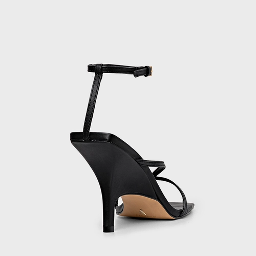 Sandália Slim Salto Fino Couro Preto