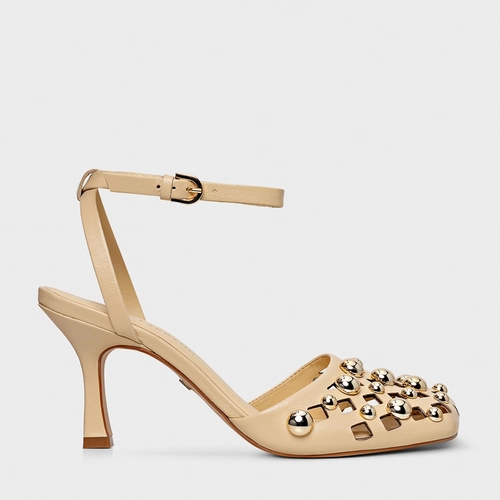 Scarpin Slingback Balls Recorte Couro Amarelo Manteiga