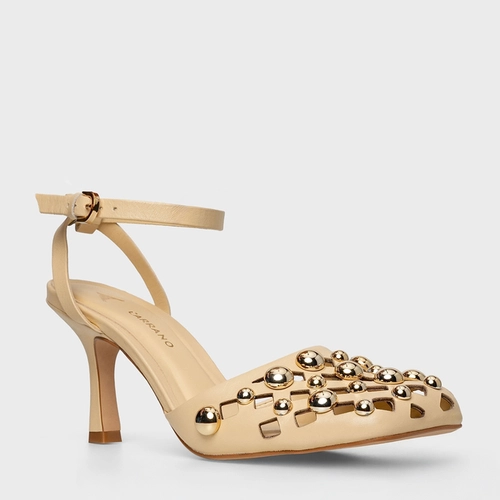 Scarpin Slingback Balls Recorte Couro Amarelo Manteiga