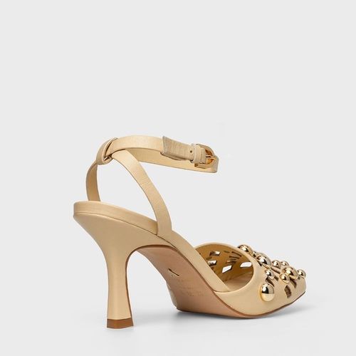 Scarpin Slingback Balls Recorte Couro Amarelo Manteiga