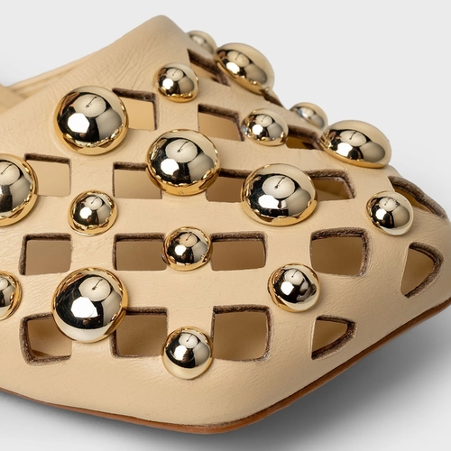 Scarpin Slingback Balls Recorte Couro Amarelo Manteiga