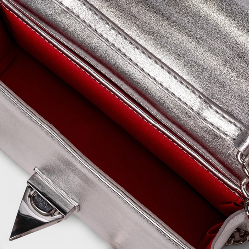 Bolsa Tiracolo Fiorella Pequena Couro Metalizado Prata